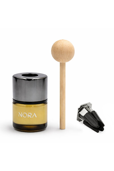 Nora معطر جو للسيارة بلاك آيس 15 مل زيت عطري طبيعي مع مشبك خشبي للتوزيع