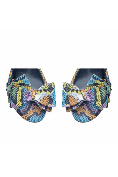 The 5th Element Sandale dama piele fara toc Multicolor Lia Cu funda