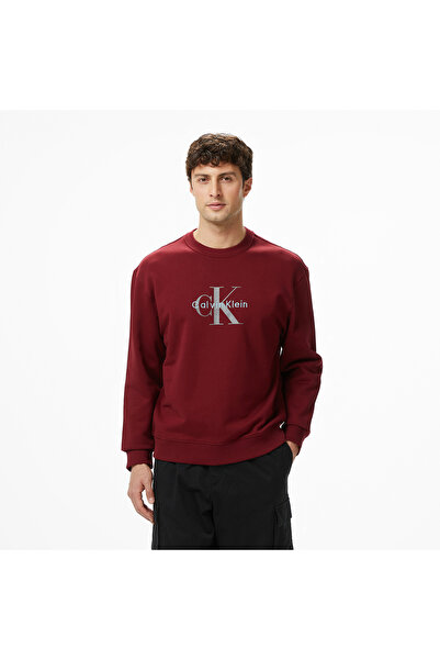 Calvin Klein Terry Monologo Erkek Kırmızı Sweatshirt
