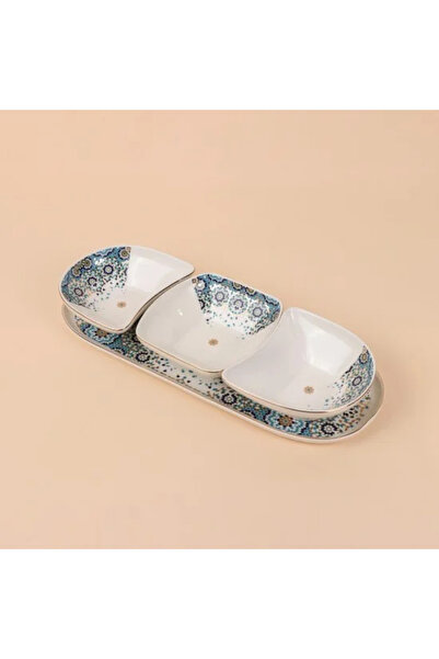 TULIN طبق تقديم خزفي مزخرف بطلاء ذهبي