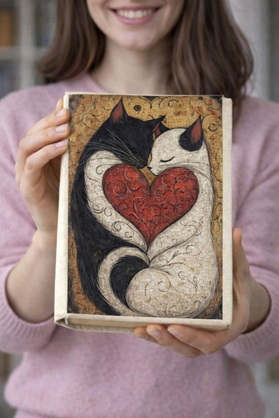 HG Home&Game غطاء كتاب من القماش بتصميم القط والحيوانات الأليفة - مطبوع حافظة...