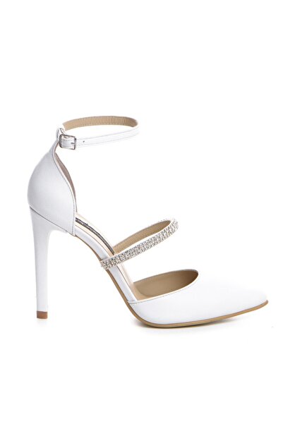 The 5th Element White Crystal genuine leather bridal shoes