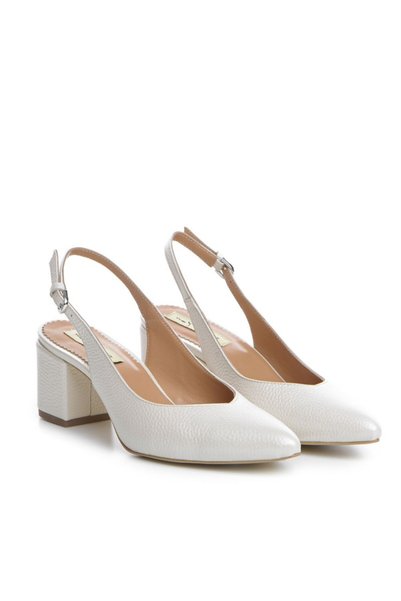The 5th Element Pantofi mireasa cu toc gros piele Ivoire Kate