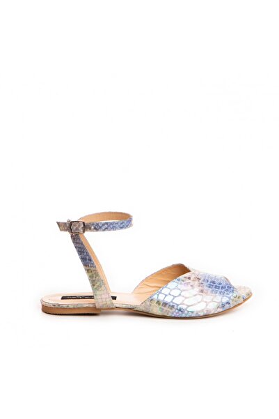 The 5th Element Women's leather sandals without heels Bleu Nomad