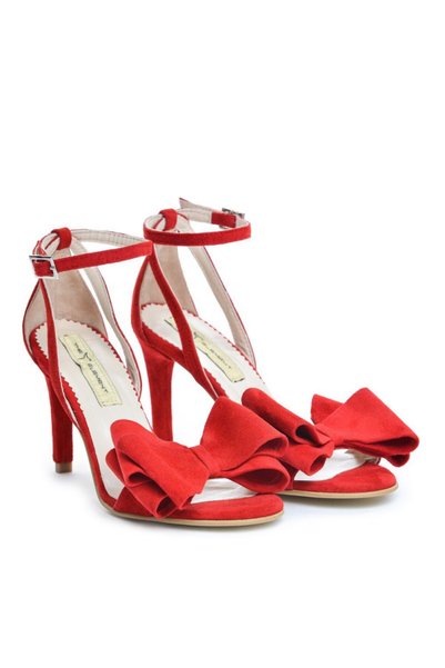 The 5th Element Sandale dama piele naturala Simple Red cu funda