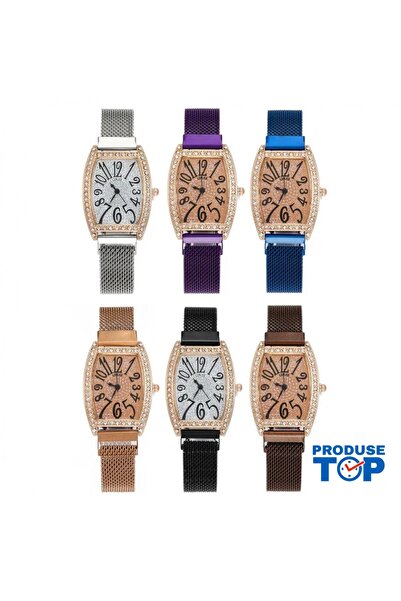 QUARTZ Elegant Blue Women's Watch with Rhinestones and Adjustable Magnetic Br...