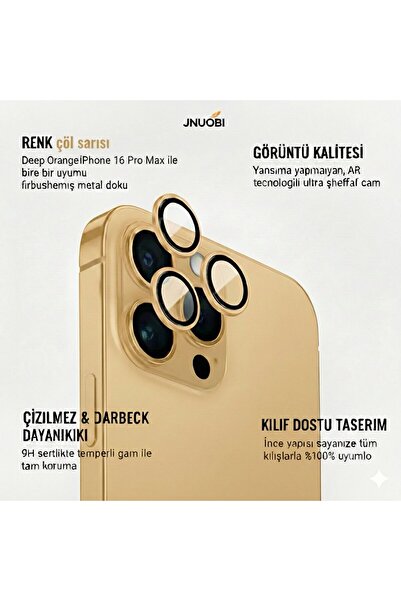 JNUOBI iPhone 16 Pro Max Uyumlu Crystal-Clear Safir Cam Kamera Lens Koruyucu ...
