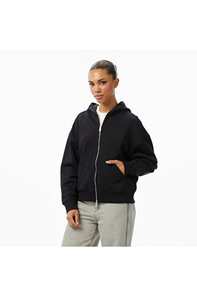 Calvin Klein Logo French Terry Kadın Siyah Sweatshirt