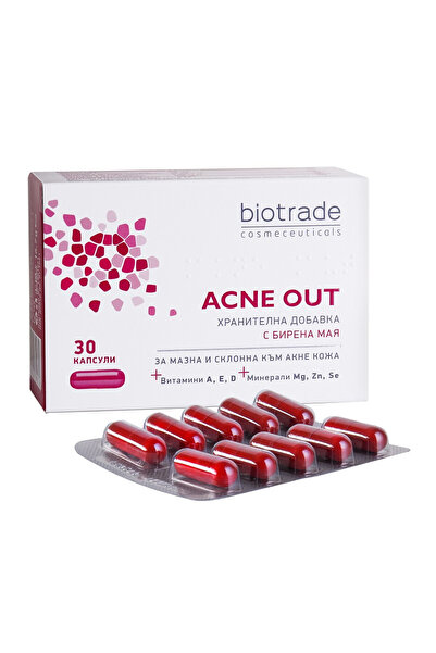 BIOTRADE Συμπλήρωμα διατροφής για λιπαρό δέρμα με τάση ακμής Acne Out, 30 κάψ...