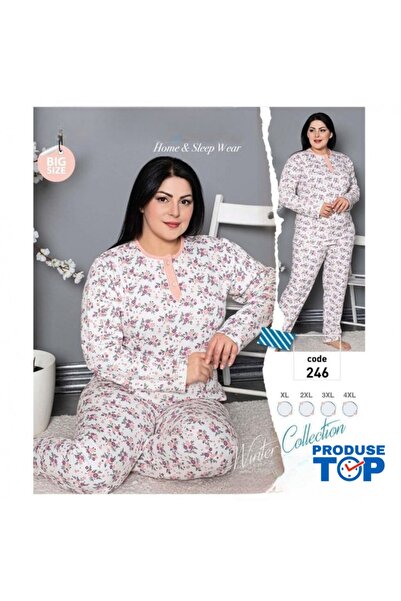 Produse.Top Floral Print Warm Pajama Set for Women