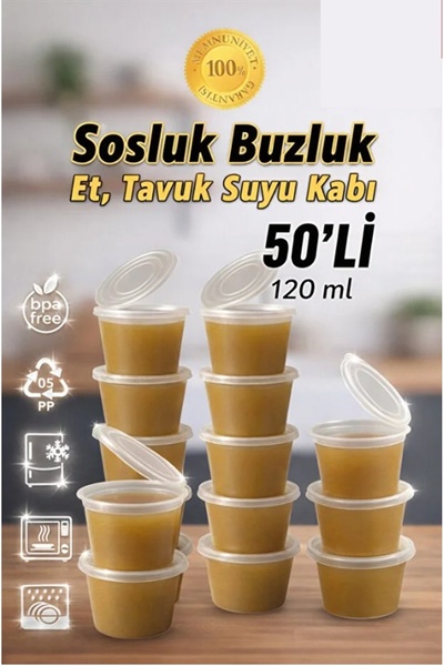 Genel Markalar 50 Adet Sızdırmaz 120 ml Mini Saklama Kabı Sosluk Buzluk Kabı,...