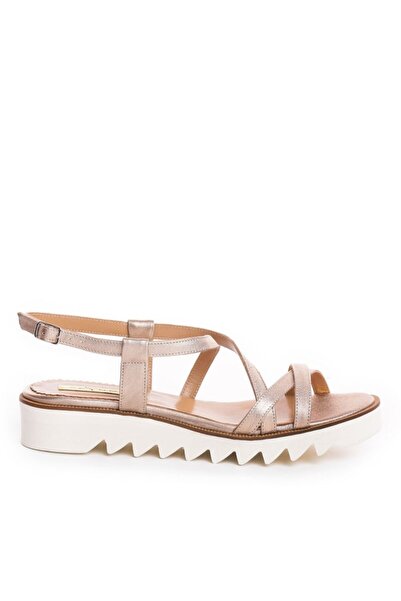 The 5th Element Women's leather sandals without heel Bronze Georgie