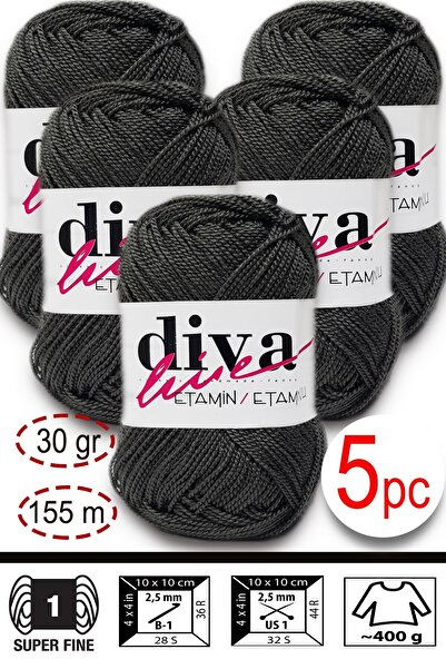 Diva İplik Конци за бродерия - Wayuu Bag Cord 23 Антрацит (5-пакет)