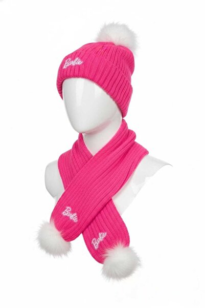 kids moda Girl's Pompom Scarf and Beanie Set
