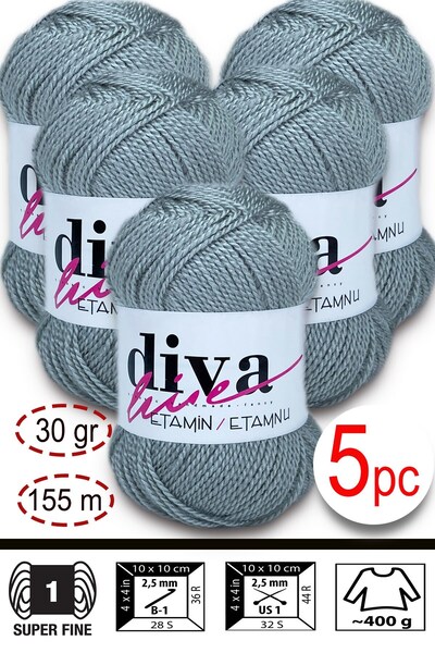 Diva İplik Бродерия конци Orlon Wayuu Bag Thread 22 светло сиво (опаковка от 5)