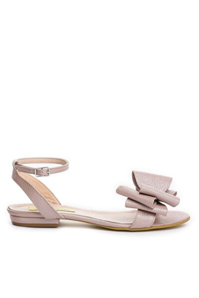 The 5th Element Women's leather sandals without heel Rose With bow Lia