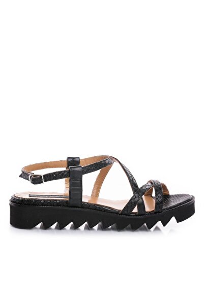 The 5th Element Women's leather sandals without heel Black Georgie