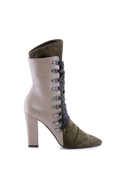The 5th Element Women's Boots Natural Leather Wrap Khaki