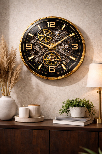 RARE DESIGN'S Zamanın Çarkı – Lüks Mekanik Tasarım 40×40 cm Gold Premium Duva...