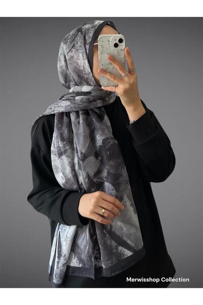 e.m ipek Desenli Soft Şal Batik Serisi - Siyah