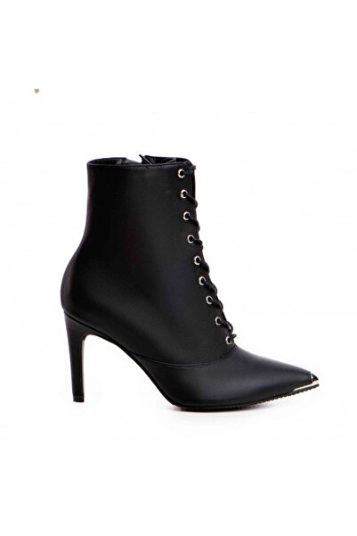 The 5th Element Women's Lace-Up Ankle Boots Black Silver Natural Leather