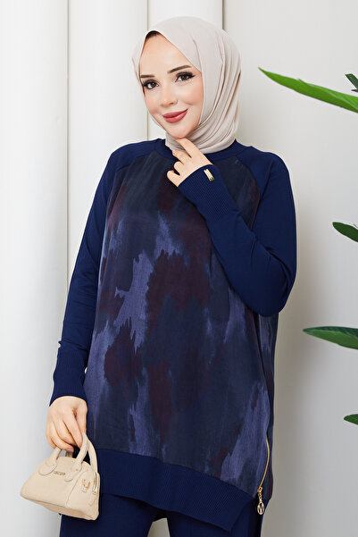 Pamuk Butik Women's Silk Kupra Trousers and Double Mercerized Knitwear Set