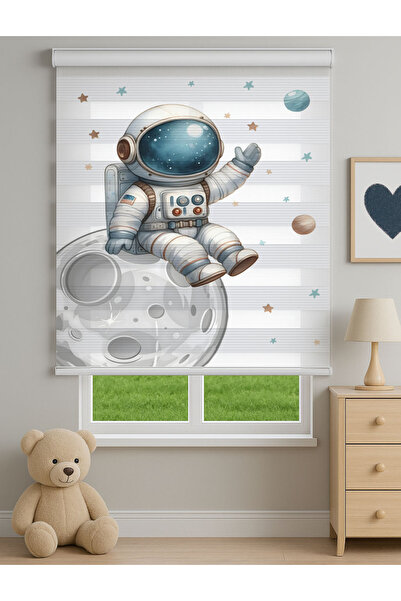 Home Erkek Çocuk Odası Astronot Desenli Dijital Baskılı Zebra Stor Perde – Uz...