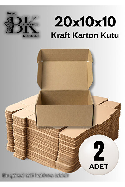 bkistanbul 20x10x10 cm E-Ticaret Kargo Kutusu 2 Adet Kilitli Kraft Kutu 2'li