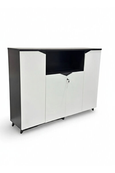 Generic Luxury 4-Door Office Filing Cabinet - Dark Gray & White (160x40x120 cm)
