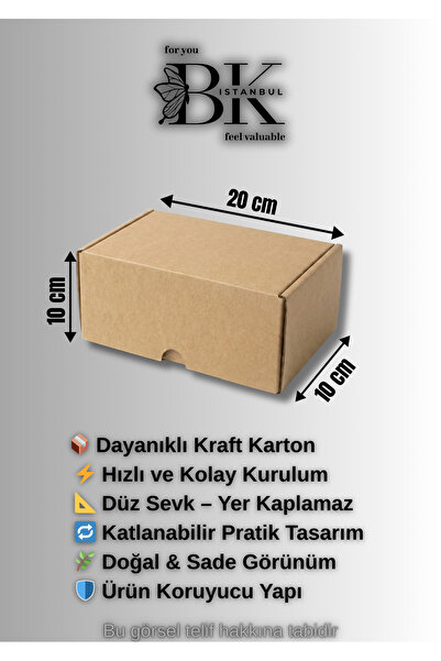 bkistanbul 20x10x10 cm E-Ticaret Kargo Kutusu 2 Adet Kilitli Kraft Kutu 2'li