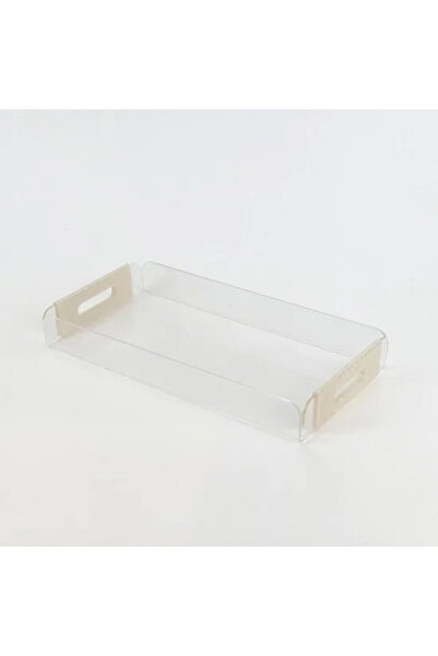 TULIN صينية تقديم مستطيلة شفافة من الأكريليك بمقبض، 41 × 21 سم