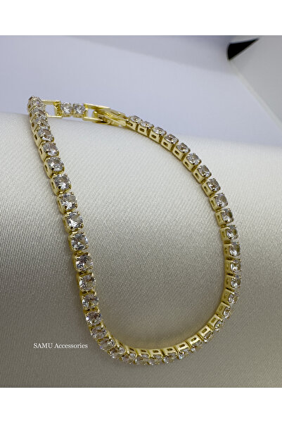 Samu Accessories سوار من الفولاذ المقاوم للصدأ بسمك 3 مم - جولدن كريستال ريفر