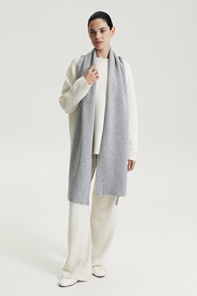 Ferraro Eșarfă tricotată pentru femei, gri, amestec de cașmir