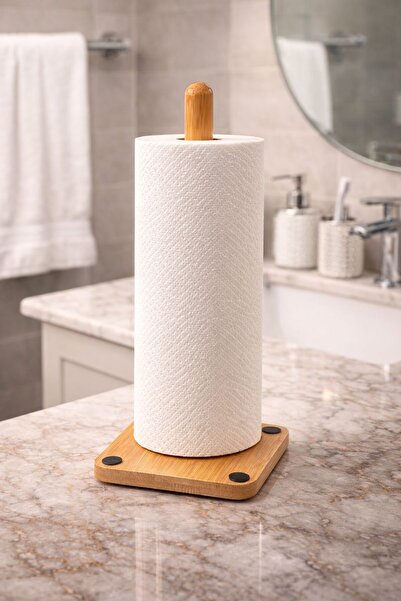 YzHome Bamboo Paper Towel Holder Organizer Bathroom Napkin Holder