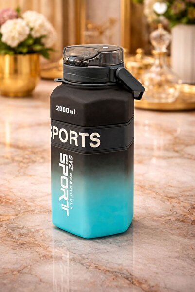 YzHome قارورة مياه رياضية فاخرة من الأكريليك الملون مع شفاطة، سعة كبيرة 2 لتر