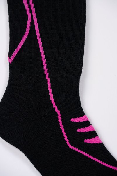MONSIEUR CHAUSSETTE Ski Socks- Thermotech Technology - Contains Merino Wool- Black to Pink