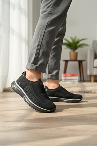 enoch Enoch Men's Black Ventilated Laceless Slip-On Dynamic Sole Daily Walkin...