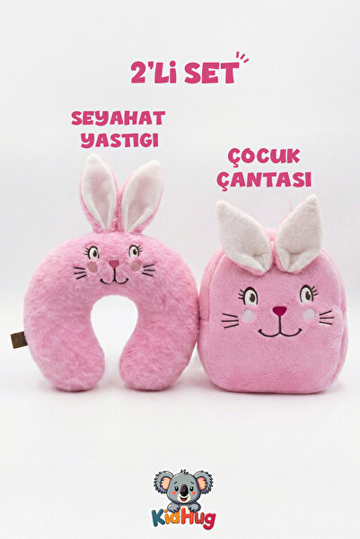 KidHug SET DE CĂLĂTORIE PENTRU COPII, 2 PIESE: Geantă pentru copii + Pernă de...