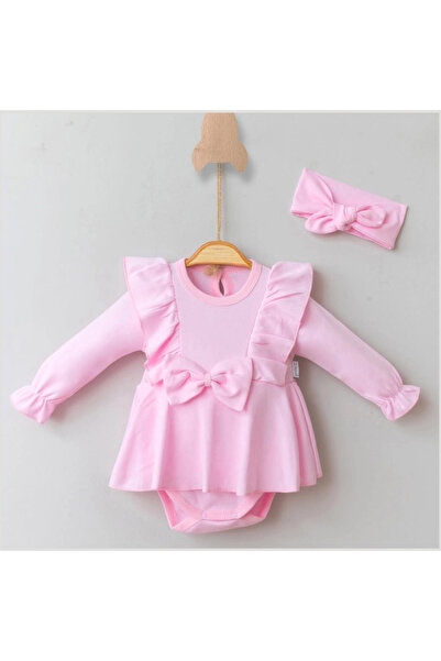 Micii Ștrumfi Body rochie roz Carmelita pentru fete cu bentiță asortată