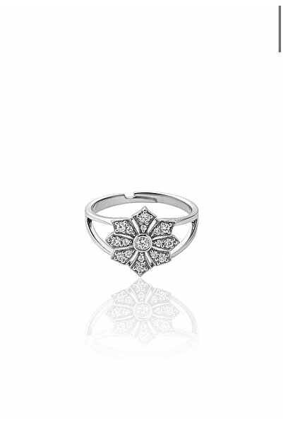 Siminkari Elmas Kesim Gümüş Serçe Parmak Yüzüğü Ayarlanabilir