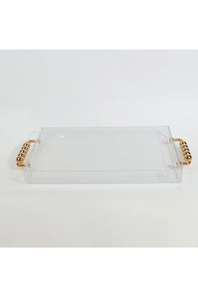 TULIN صينية أكريليك بمقابض ذهبية فاخرة - مقاس 55 × 30 سم
