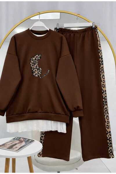 MODA VEDAT Leopard Detail Puff Scuba  Dual Set