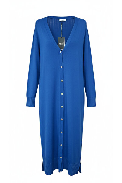 Nuss Triko Uzun kol V yaka düğmeli elbise