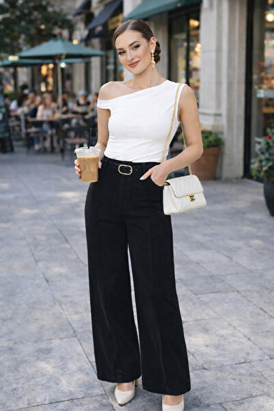 Rich Star Belted Ribbed Wide Leg Jeans