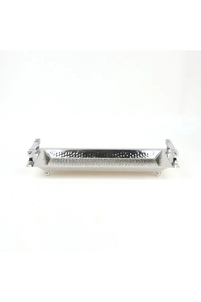 TULIN صينية تقديم مستطيلة من الفولاذ الفضي بمقبض أكريليك