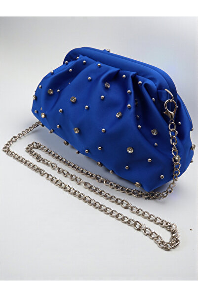 HFKY Geantă de seară tip clutch, din satin, cu broderie cu pietre, pentru fem...