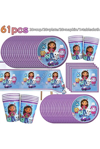 Choice other 61pcs Gabby Dollhouse Birthday Party Decoration Tableware Cat Ba...
