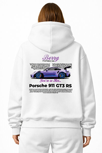 Altair Tr سترة بيضاء قصة فضفاضة للجنسين من بييري بورش 911 Gt3 RS مطبوع بغطاء رأس