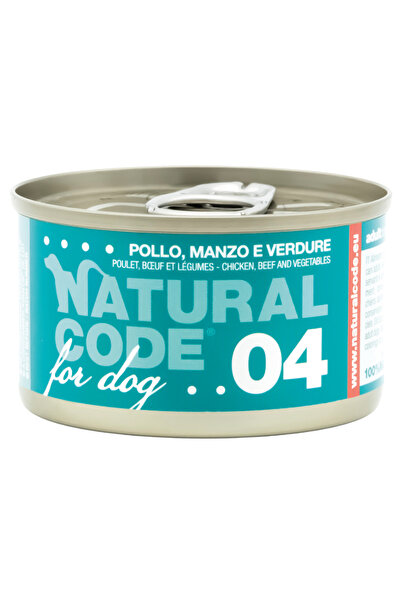 Natural Code علب دجاج ولحم بقري وخضراوات للكلاب، 90 غرام، عبوة من 24 علبة