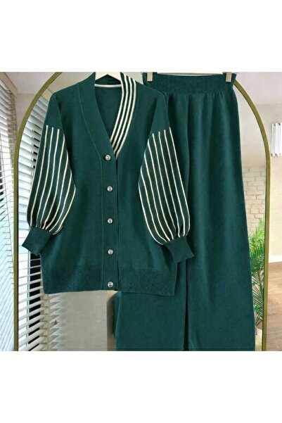 MODA VEDAT Women's Sleeve Collar Detailed Knitwear Set